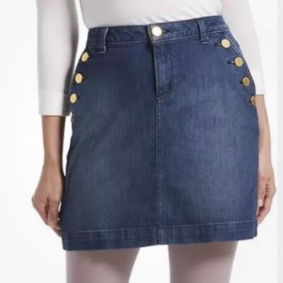 Michael Kors Denim Sailor Gold Buttons Skirt WORN ONCE! - Picture 1 of 12